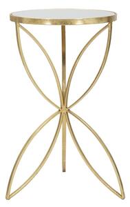 Tavolinetto Butterfly Ø35x60 cm in Ferro e Specchio Oro e Argento