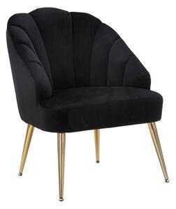 Poltrona Shell Nera 65x69x84 cm in Legno Spugna Poliestere e Acciaio Nero e Oro