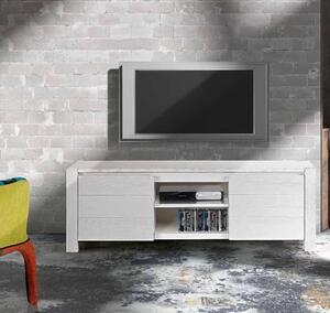 Mobile porta TV, stile moderno, in abete bianco spazzolato e in mdf laminato