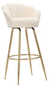 Sgabello Bar Vienna Crema 55x53x110 cm Spugna e Tessuto e Metallo Crema e Oro