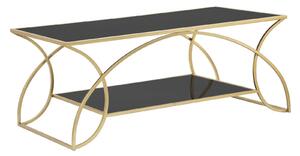 Tavolo da Caffé Sunshine 110x60x45 cm in Ferro e Specchio Oro e Nero