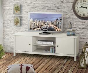 Mobile porta TV, arte povera, in legno massello e mdf con rifinitura in bianco opaco