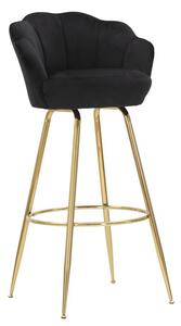 Sgabello Bar Vienna Nero 55x53x110 cm Spugna e Tessuto e Metallo Nero e Oro