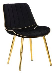 Set 2 Sedie Imbottite 51x59x79 cm in Poliestere Paris Nero e Oro