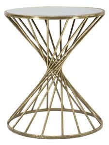 Tavolinetto Hypnos Ø42x50 cm in Ferro MDF e Vetro Oro