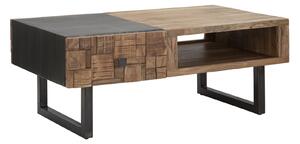 Tavolo da Caffé Rettangolare Mumbai 110x60x43 cm in Legno di Acacia e in Ferro Marrone e Nero