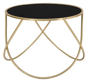 Tavolinetto Ring Ø60x45 cm in Ferro MDF e Specchio Nero e Oro