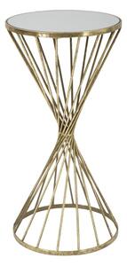 Tavolinetto Hypnos Ø35x70 cm in Ferro MDF e Vetro Oro