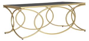 Tavolo da Caffé Infinity 110x60x45 cm in Ferro e Specchio e MDF Oro e Nero
