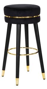 Sgabello Bar Paris Ø35x74 cm in Legno e Tessuto Vellutato Nero