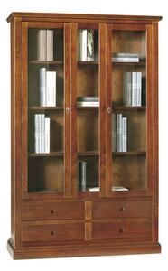 Vetrina , stile classico, in legno massello e mdf con rifinitura in noce lucido