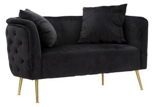 Divanetto Bucarest Nero 127x74x71 cm Legno e Spugna e Tessuto e Metallo Nero