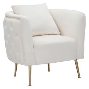 Poltrona Bucarest Crema 76x74x73 cm Legno e Spugna e Tessuto e Metallo Crema e Oro