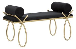 Panca Ribbon Nera 112,5x49x53 cm in Ferro e MDF e Spugna e Poliestere Nero e Oro