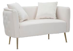 Divanetto Bucarest Crema 127x74x73 cm Legno e Spugna e Tessuto e Metallo Crema e Oro