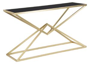 Console Piramid 130x40x75 cm in Ferro e Vetro Oro e Nero