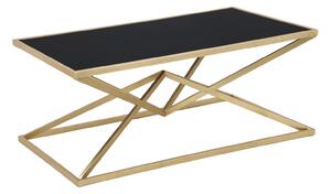 Tavolo da Caffé Piramid 110x60x45 cm in Ferro e Vetro Oro e Nero