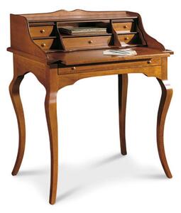 Scrittoio con piano estraibile, arte povera, in legno massello e mdf con rifinitura in noce lucido