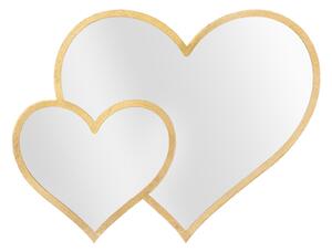 Specchio Glam Double Heart 65x2x50 cm in Ferro Specchio e MDF Oro