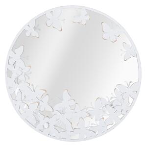 Specchio Rotondo Bianco Butterfly 62,5x2,3 cm in Ferro Specchio e MDF Bianco e Oro