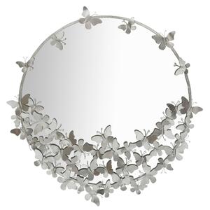 Specchio Farfalle Round Argento Ø91x3x94 cm in Ferro Argento