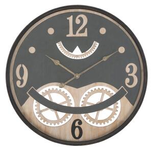 Orologio xxx Ø67x6,5 cm in Ferro MDF e Vetro Nero e Marrone