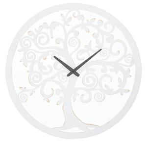 Orologio da Muro Bianco Tree Ø55x4,5 cm in Ferro MDF e Specchio Bianco