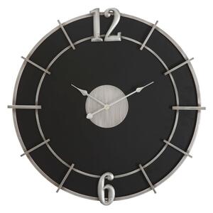 Orologio Argento Glam Ø60x4,5 cm in Ferro e MDF Argento e Nero