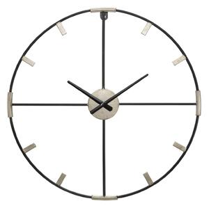 Orologio da Muro Sticky Ø60x3,5 cm in Ferro Nero e Argento