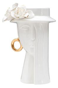 Vaso Woman Elegant 15x13,3x23,5 cm Porcellana Bianco e Oro