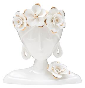 Vaso Woman Young 21,7x14x21 cm Porcellana Bianco e Oro
