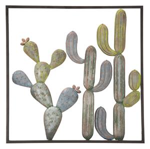 Pannello Cactus-Frame 50x1,3x50 cm in Ferro Verde e Azzurro