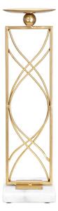 Portacandele Exy 10x10x35 cm in Ferro e Marmo Oro e Bianco