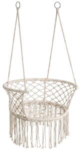 Outsunny Amaca Stile Boho Chic Sedia Sospesa Poliestere e Macramè, per Relax, 80x60x36cm - Crema|Aosom