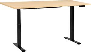 BELIANI Scrivania regolabile in altezza piano marrone chiaro struttura in acciaio nero 160 x 72 cm regolazione elettrica in altezza ufficio moderno