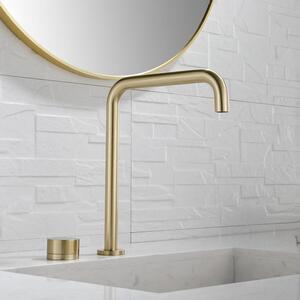 Rubinetto da bagno - Rubinetto per lavabo - Miscelatore - Acqua calda e fredda - Cartuccia in Vetroceramica - 2 fori - Finitura oro spazzolato
