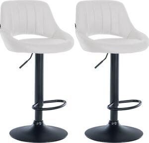 Set con 2 sgabelli da bar regolabili - sedute in Pelle finta - girevoli a 360° | Colore: bianco | Materiale del telaio: metallo nero opaco