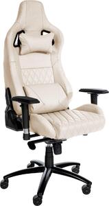 Esclusiva sedia da ufficio in pelle - Ergonomica - Funzione tromba - Struttura in metallo | Colore: crema