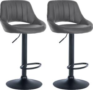 Set con 2 sgabelli da bar regolabili - sedili in Pelle finta - girevoli a 360° | Colore: grigio | Materiale del telaio: metallo nero opaco