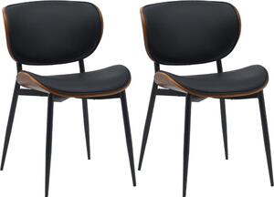 Set di 2 sedie per visitatori - Sedie lounge - Ecopelle di facile manutenzione | Colore: noce/nero | Materiale: ecopelle