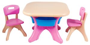 Costway Set Tavolo e sedie per bambini con capacità di peso 80kg, contenitore smontabile 70x70x50cm, Colorato