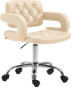 Sedia da ufficio - Sedia da ufficio - Comfort regolabile in altezza con rivestimento in Pelle finta | Colore: crema
