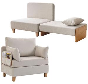 Poltrona Letto Singolo 2 in 1 Trasformabile 94x63x89cm Crema