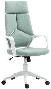 Sedia da Ufficio in Tessuto con Dondolo, Altezza Regolabile e Seduta Girevole, 63x63x117-127 cm, Verde