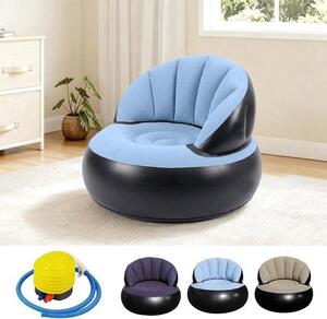 Divano gonfiabile - Sedia gonfiabile - Seduta confortevole - Pompa integrata - 77x77x58 cm - Azzurro chiaro