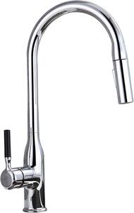 Rubinetto da cucina con doccetta - Miscelatore per cucina e lavello - Ideale per lavare velocemente - Doccetta estraibile - Rotazione a 360° - Finitura cromata