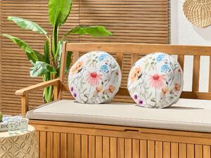 Set di 2 cuscini da giardino per esterni tessuto di poliestere multicolore con motivo floreale ⌀ 40 cm esterno giardino Beliani