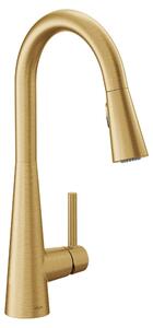 Rubinetto da cucina moderno con funzione di potenziamento del flusso e finitura in oro spazzolato