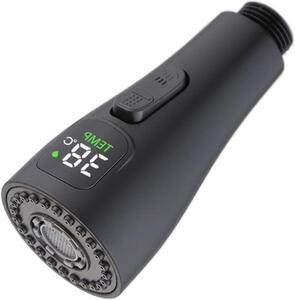 Rubinetto da cucina con soffione - Sostituzione del rubinetto - Doccetta - Risparmio idrico - Indicatore di temperatura - Universale, attacco 1/2 pollice - Grigio