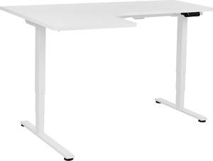 BELIANI Scrivania angolare sinistra regolabile piano bianco struttura in acciaio bianco 160 x 59 cm regolazione elettrica in altezza design moderno a L